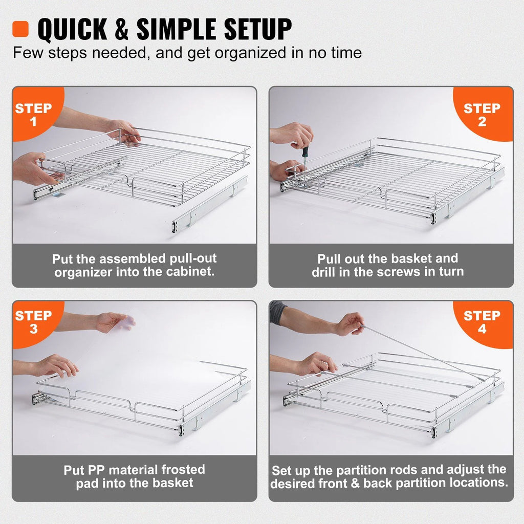 Pull Out Cabinet Organizer, Steel Slide Out Pantry Shelves C99096