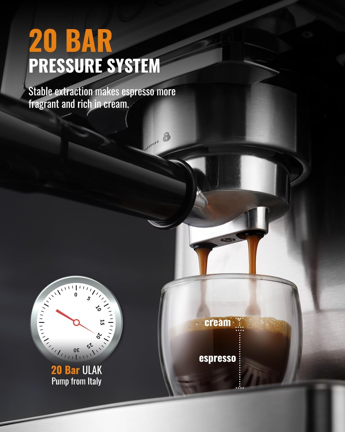 Stainless Steel Espresso Machine with Milk Frother Z389