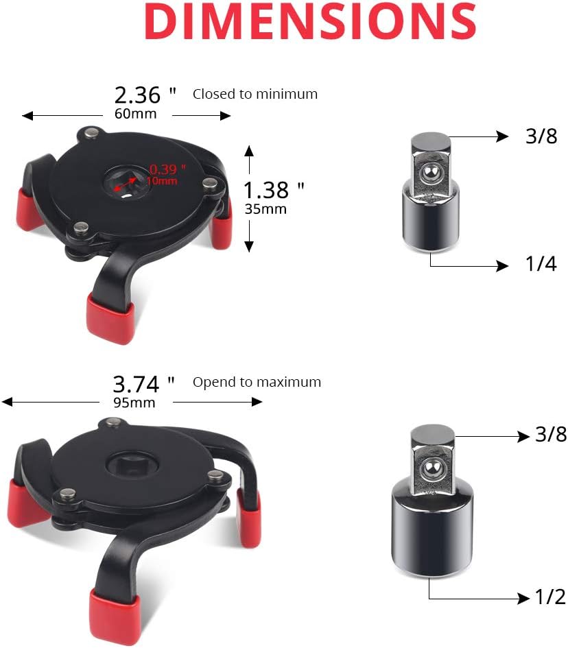 Adjustable 3 Jaw Oil Filter Wrench Remover Tool B645489