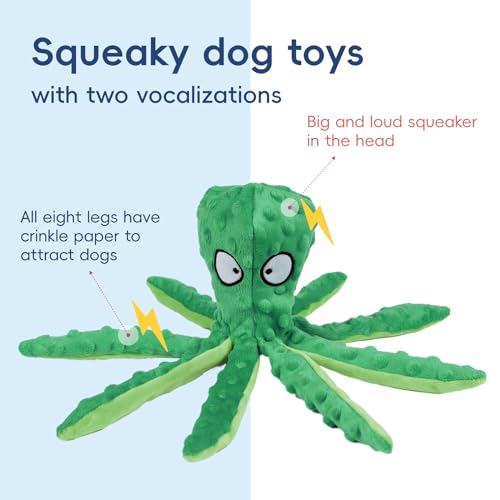 Squeaky Octopus Dog Toys for Small Medium Large Dogs, 2 Pack I860892