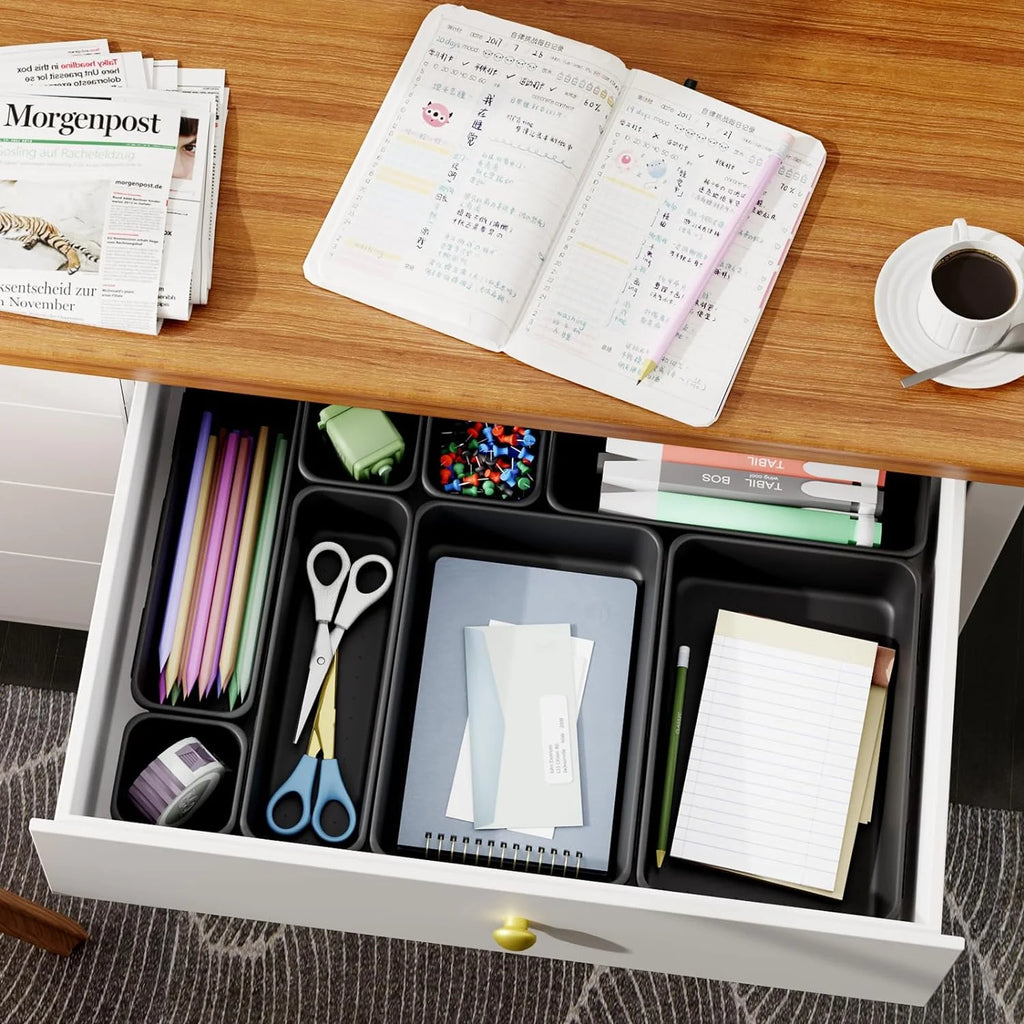 Desk Drawer Organizer Tray, 3 Sizes Plastic Storage Bins D533741