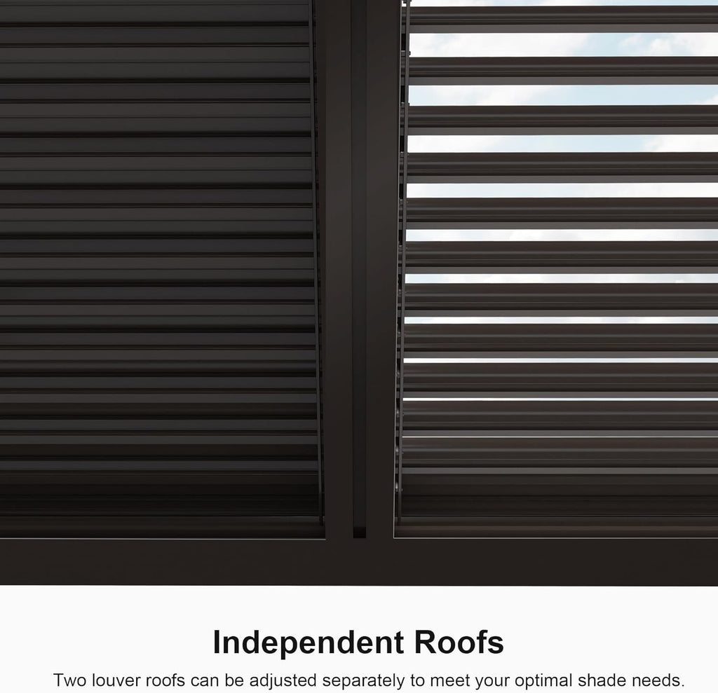 Outdoor Louvered Pergola with Roller Blinds, Aluminum Patio Canopy X761902
