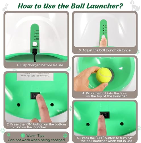 Automatic Ball Launcher for Small and Medium Dogs, USB Rechargeable, 10-30 Ft, Indoor & Outdoor D211631