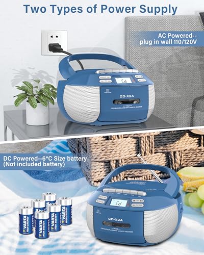 CD Player & Cassette Player Combo with Bluetooth, AM/FM Radio, Remote Control D908961