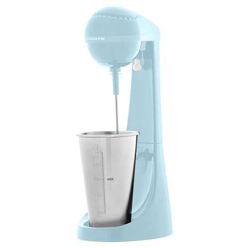 OVENTE Classic Milkshake Maker Machine 2 Speed with 15.2 Oz Stainless Steel Mixing Cup, Compact & Easy Clean Drink Mixer Blender for Malted Milk, Soft Ice Cream, and Protein Shakes, Blue MS2070BL