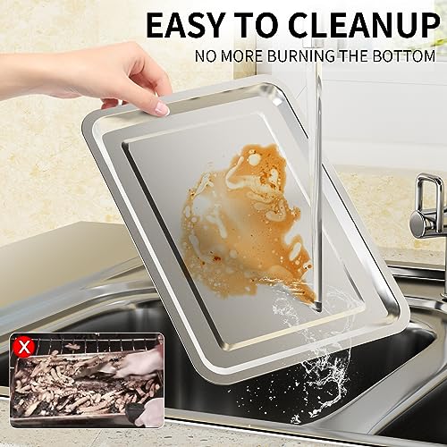 Air Fryer Basket and Tray Set, Extra Large Stainless Steel Crisper Tray for Oven O3324