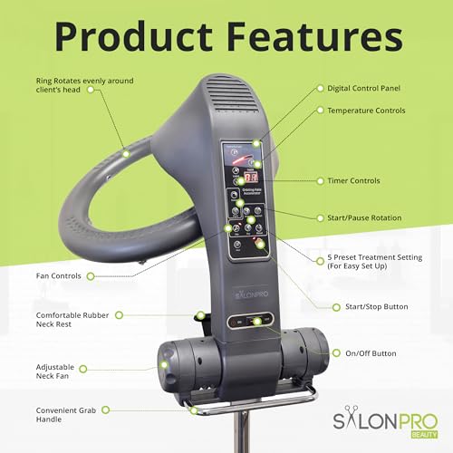 Infrared Hair Color Processor with Rolling Base - Adjustable Standing Hair Dryer for Salon Use S19669