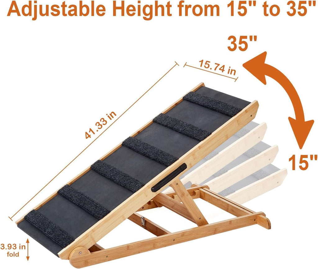 Dog Ramp for Bed, 6-Layer Adjustable, Non-Slip Surface Y1364