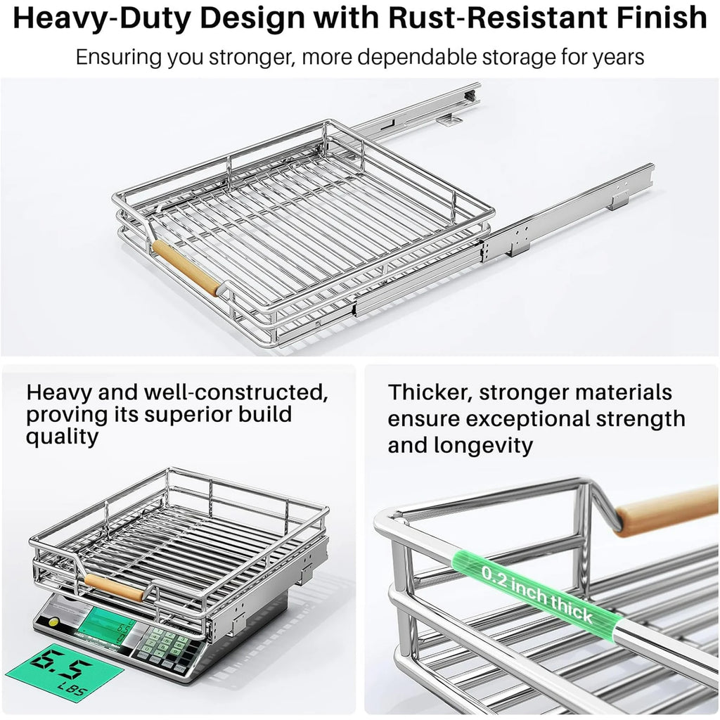 Pull Out Cabinet Organizer, Heavy Duty Smooth Sliding Shelves for Pots and Pans X987688