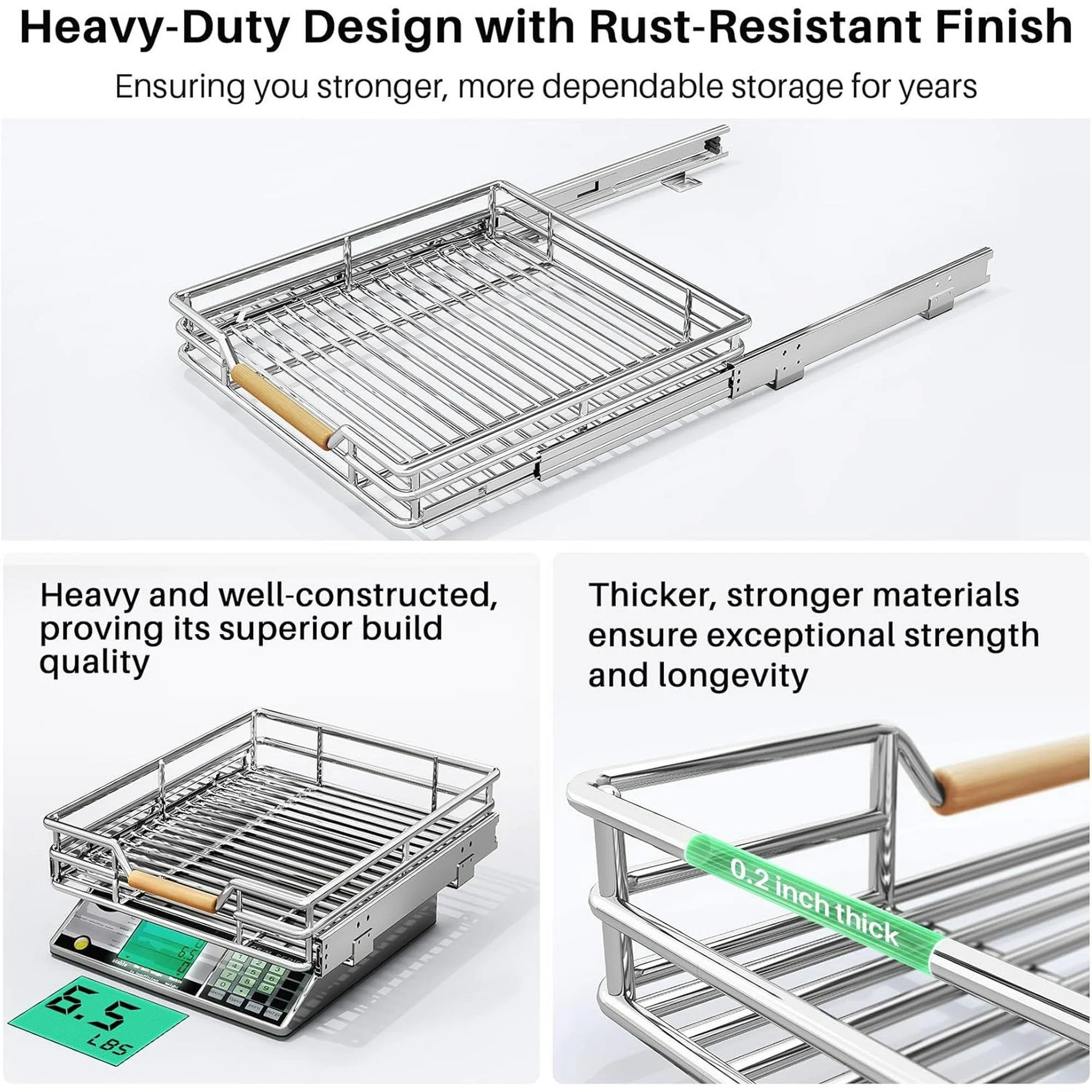 Pull Out Cabinet Organizer, Heavy Duty Smooth Sliding Shelves for Pots and Pans X987688