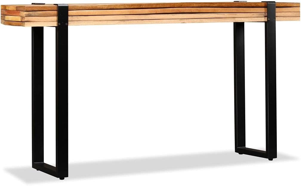 Retro Style Console Table Length-Adjustable Side Table Dining Table Furniture for Living Room Dining Room Hallway (57.1"-70.9") x 11.8" x 29.9" Solid Reclaimed Wood + Cast Iron