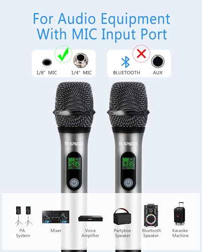 Rechargeable Wireless Microphone PA System with Dual UHF Handheld Mics for Karaoke, Weddings, Speeches Q5681