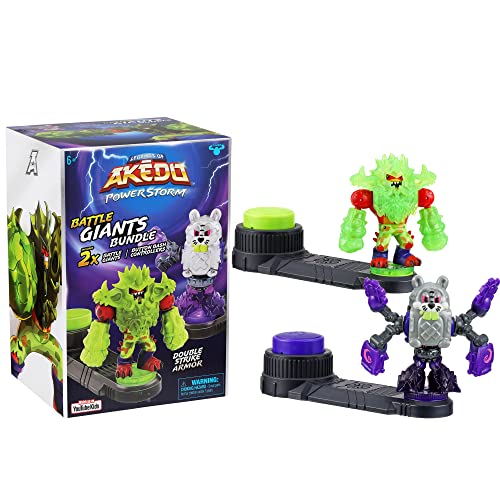 Akedo - Ultimate Arcade Warriors Battle Giants Versus Pack - Drillborg VS Alphawolf - Mini Battling Action Figures Ready, Fight, Split Strike For Ages 6+