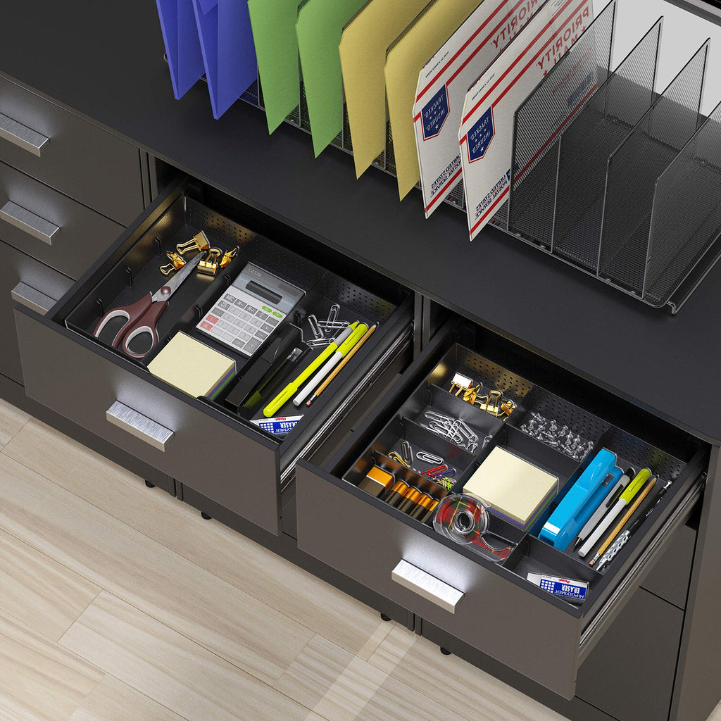 Adjustable Drawer Organizer Tray, 9 Compartments, Black F942948