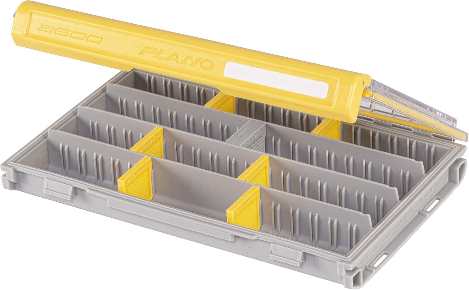 Plano EDGE 3600 Premium Tackle Utility Box, Gray and Yellow with Clear Lid, Rust-Resistant and Waterproof, Customizable Tackle Protection Organization