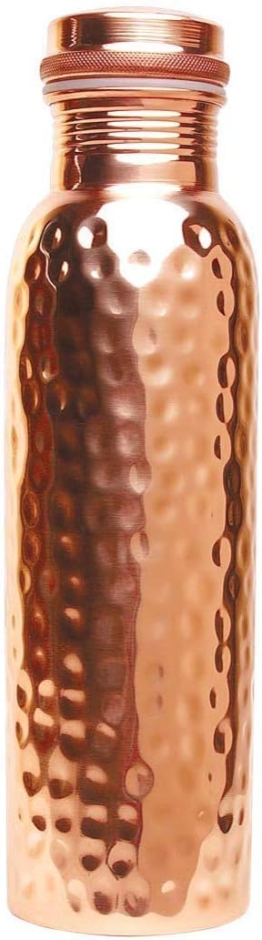 Pure Copper Water Bottle Hammered 32 Oz Leak-Proof T245877