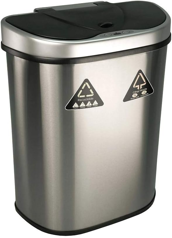 Ninestars DZT-70-R3 Motion Sensor Trash Can, Extra Large, Silver