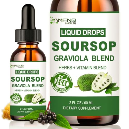 Soursop Graviola Liquid Drops, Organic Soursop Leave Extract w/Sea Moss, Elderberry Vitamin C and Zinc, 16-in-1 Soursop Bitters Liquid for Cell Support, Antioxidant and Immune Support 2 Fl/Oz
