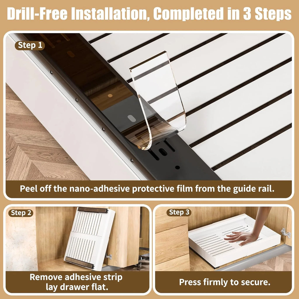 Expandable Pull Out Cabinet Organizer, Heavy Duty Slide Out Drawer N419