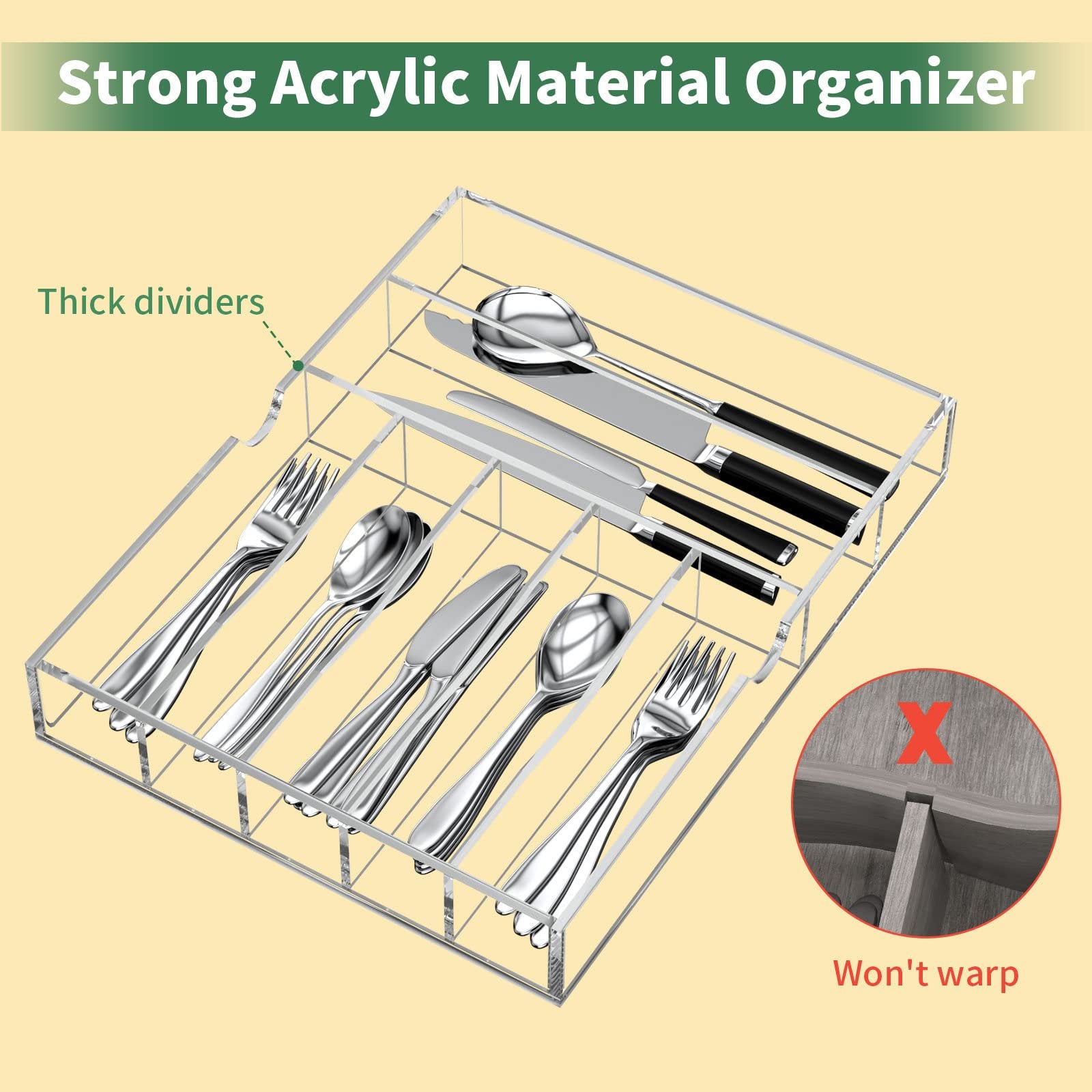 Clear Acrylic Expandable Drawer Organizer with 9 Compartments J315424