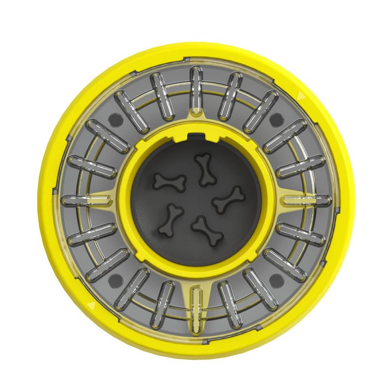 Super Design Interactive Dog Puzzle Toys Slow Feeder Dog Bowls for Medium Large Breed - Dog Food Treat Feeding Toys for IQ Training Dog Mental Enrichment Treat Puzzle - Yellow