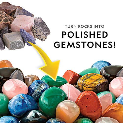 Rock Tumbler Refill Kit with Rough Gemstones, Grit and Jewelry Accessories B996931