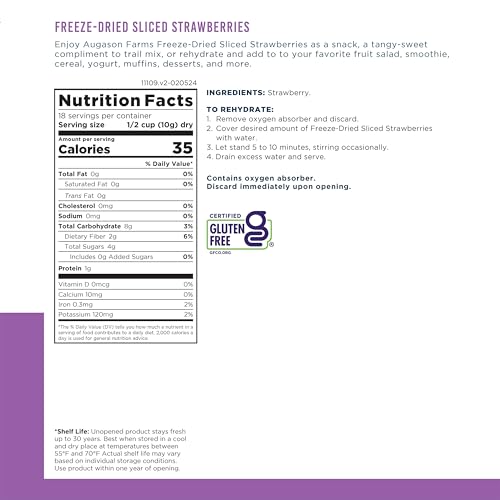 Freeze-Dried Sliced Strawberries Resealable Pouch 1.41 oz N492