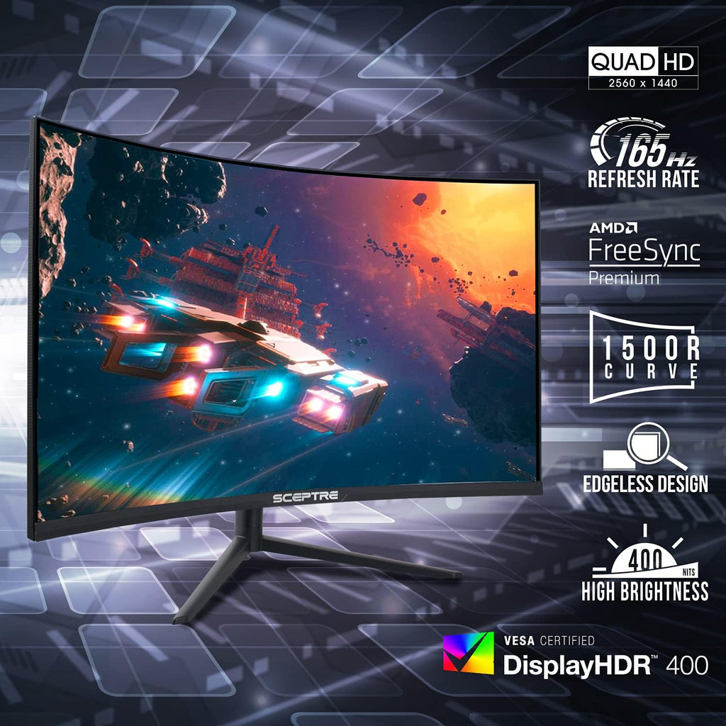32" Curved 2K Gaming Monitor QHD 165Hz 1ms HDR400 FreeSync A135