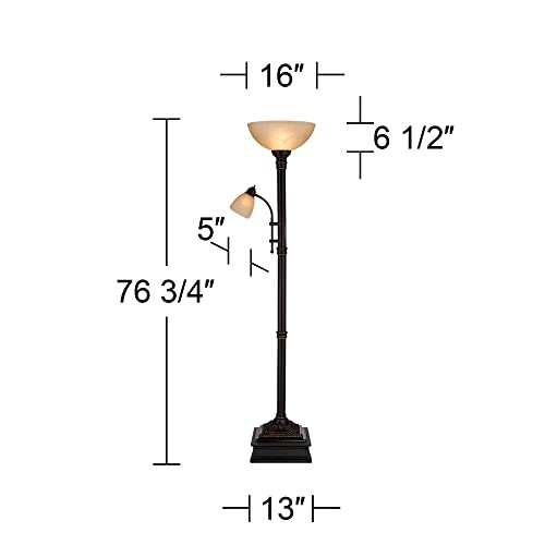 Industrial Torchiere Floor Lamp with Reading Light, 76.75" Tall Y268160