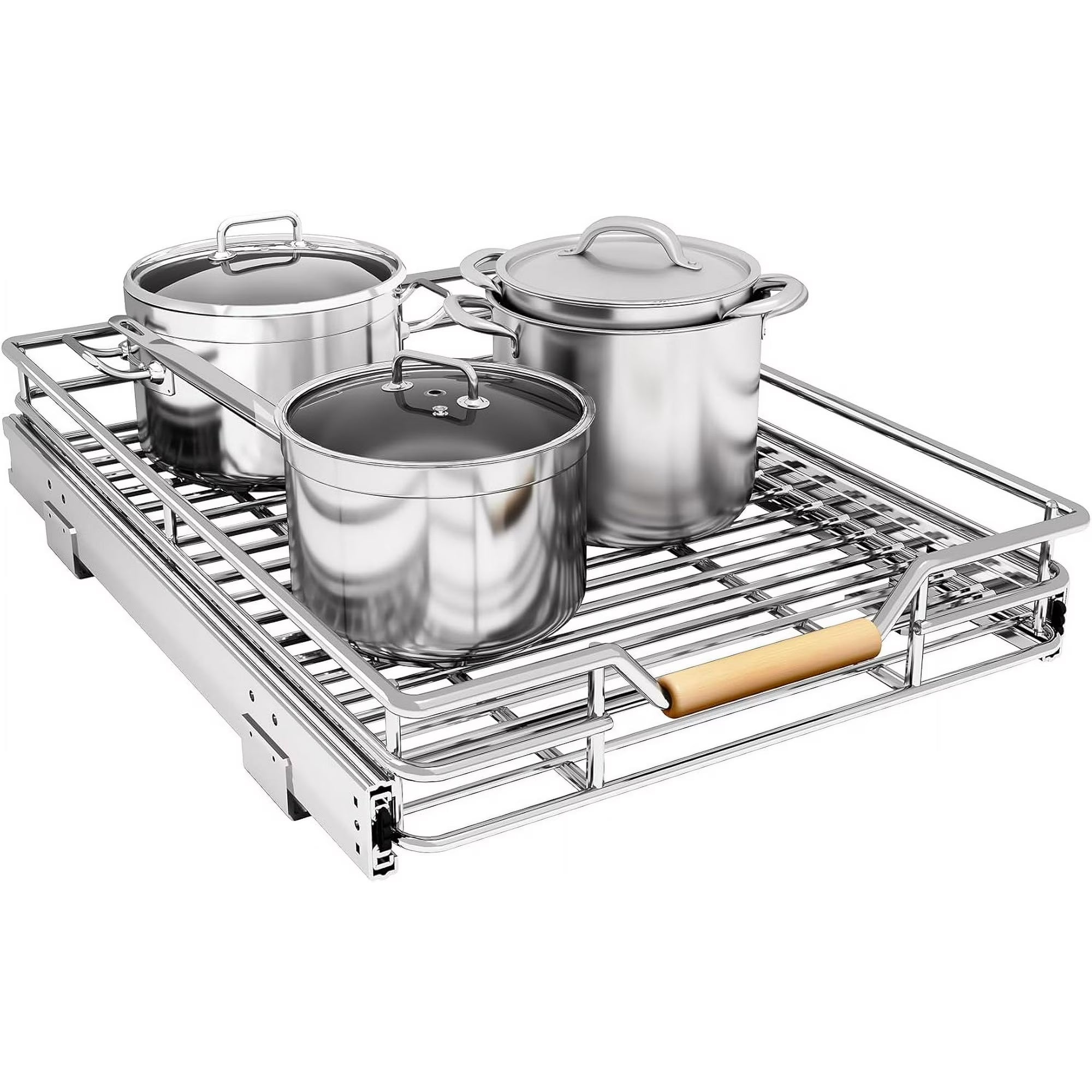 Pull out Cabinet Organizer,Heavy Duty Smooth Sliding Under Cabinet Shelves for Pots and Pans,Roll out Drawers with Thickened Chrome Plating,Slide out Drawers for Home Kitchen Pantry(15W X 21D)