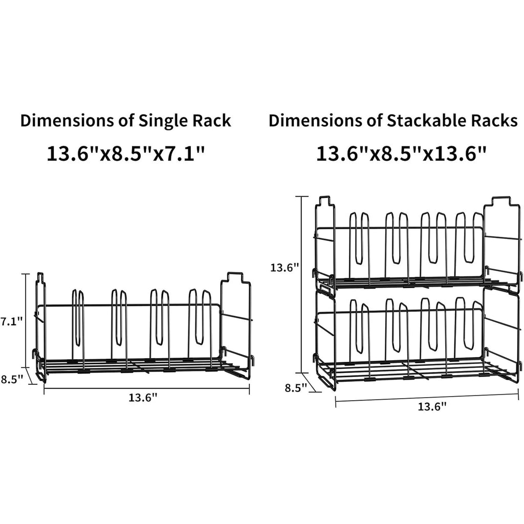 Lid Organizer for Kitchen Cabinets, Adjustable with 4 Dividers, Black M90676
