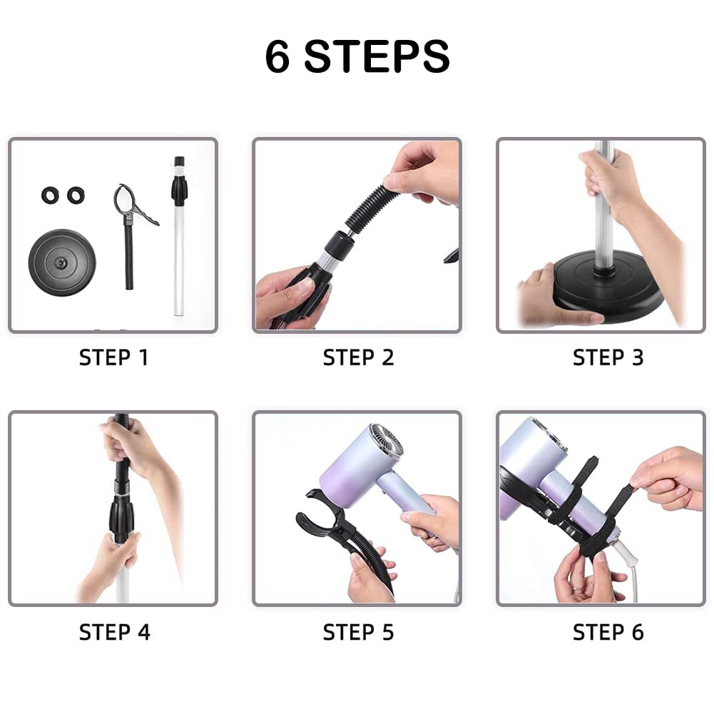 360 Degree Rotating Hair Dryer Stand with Heavy Base, Adjustable Height B532