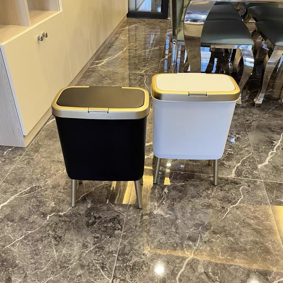 Modern Narrow Trash Can with Lid, 4 Gallon J9716