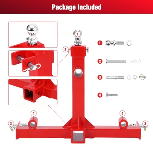 3 Point Hitch 2" Receiver Tow Drawbar for Category 1 Tractors E8781