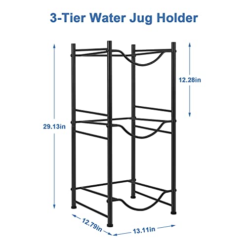 3 Tier Water Bottle Jug Storage Rack, Detachable, Black V62474