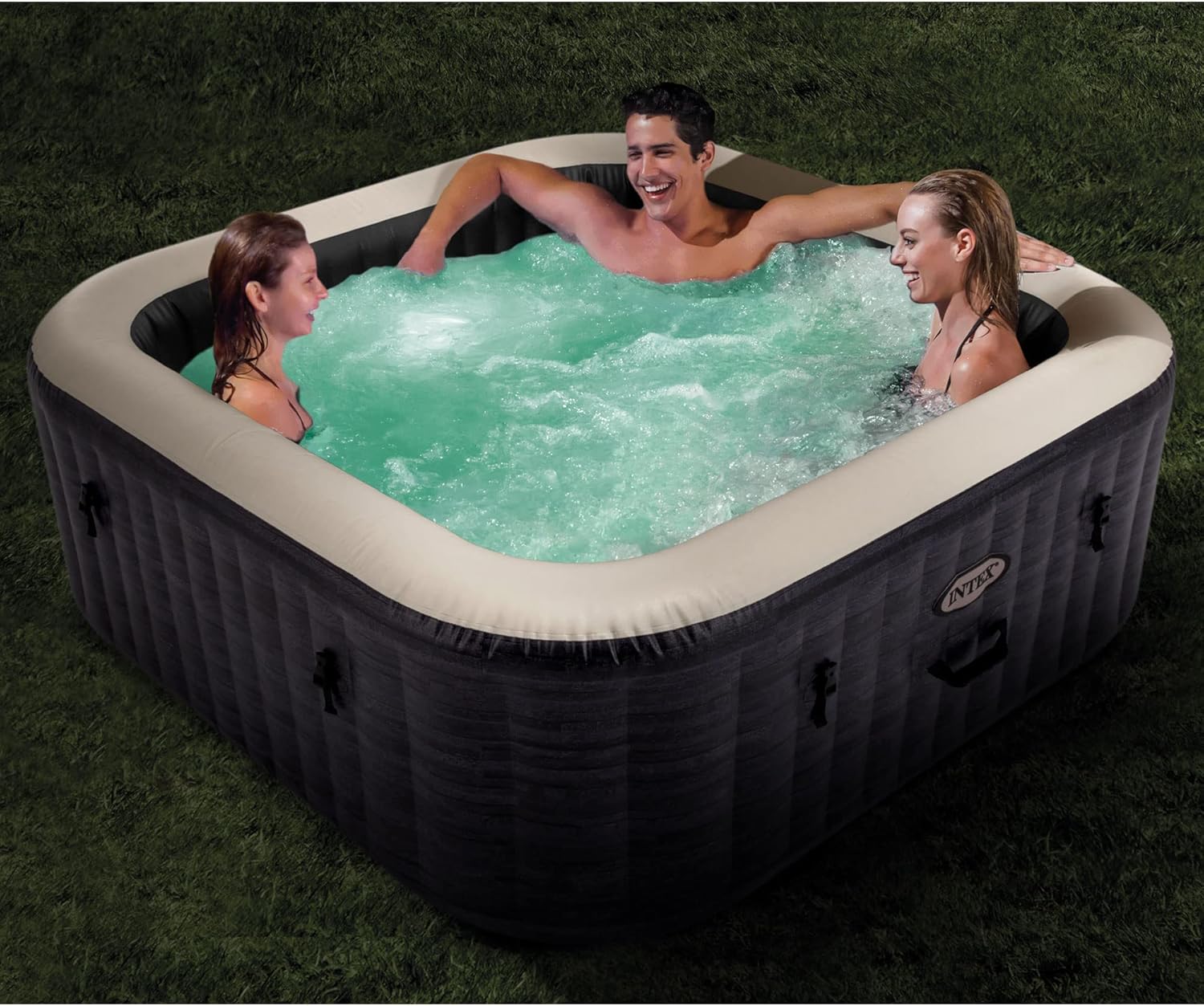 Inflatable Square Outdoor Hot Tub Spa with Tablet Tray I650