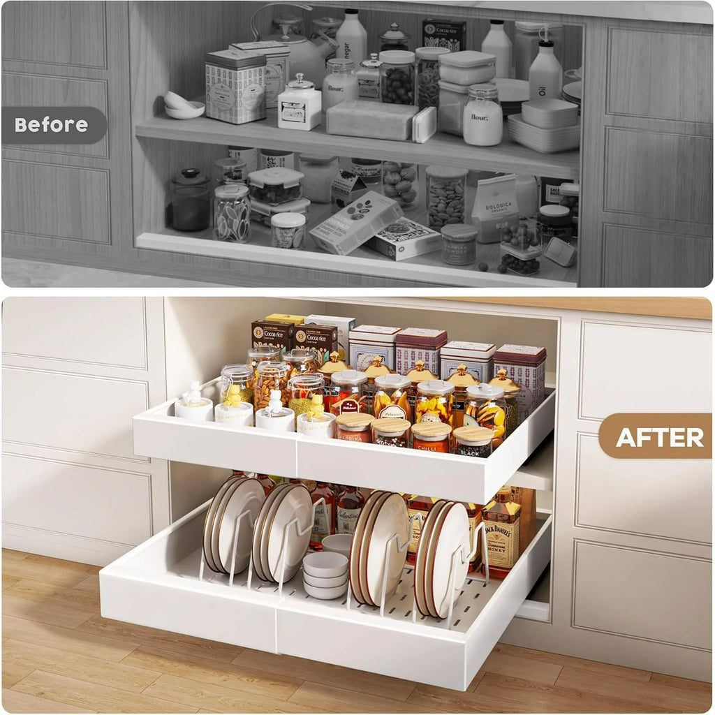 Pull Out Cabinet Organizer 21" Deep with Expandable Slide Out Drawers X178125