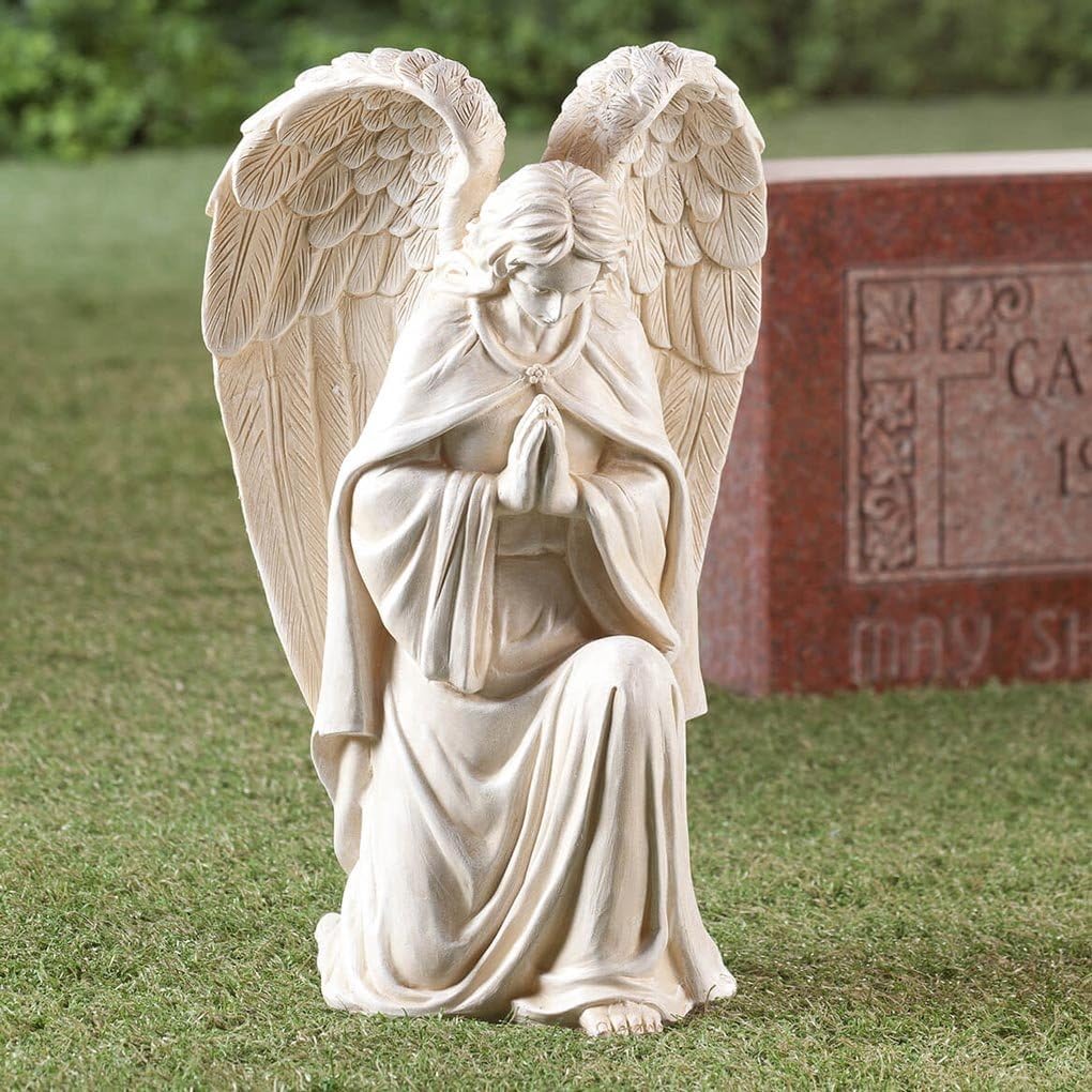 White Resin Angel Statue for Garden Memorial, 16 inch A222