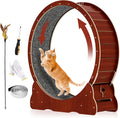 Cat Exercise Wheel - Larger Wheel for Any Size Cat - Stable and Quiet Cat Wheel Exerciser for Indoor Cats - Wooden Cat Treadmill with Carpeted Runway - Easily Assembled Cat Running Wheel
