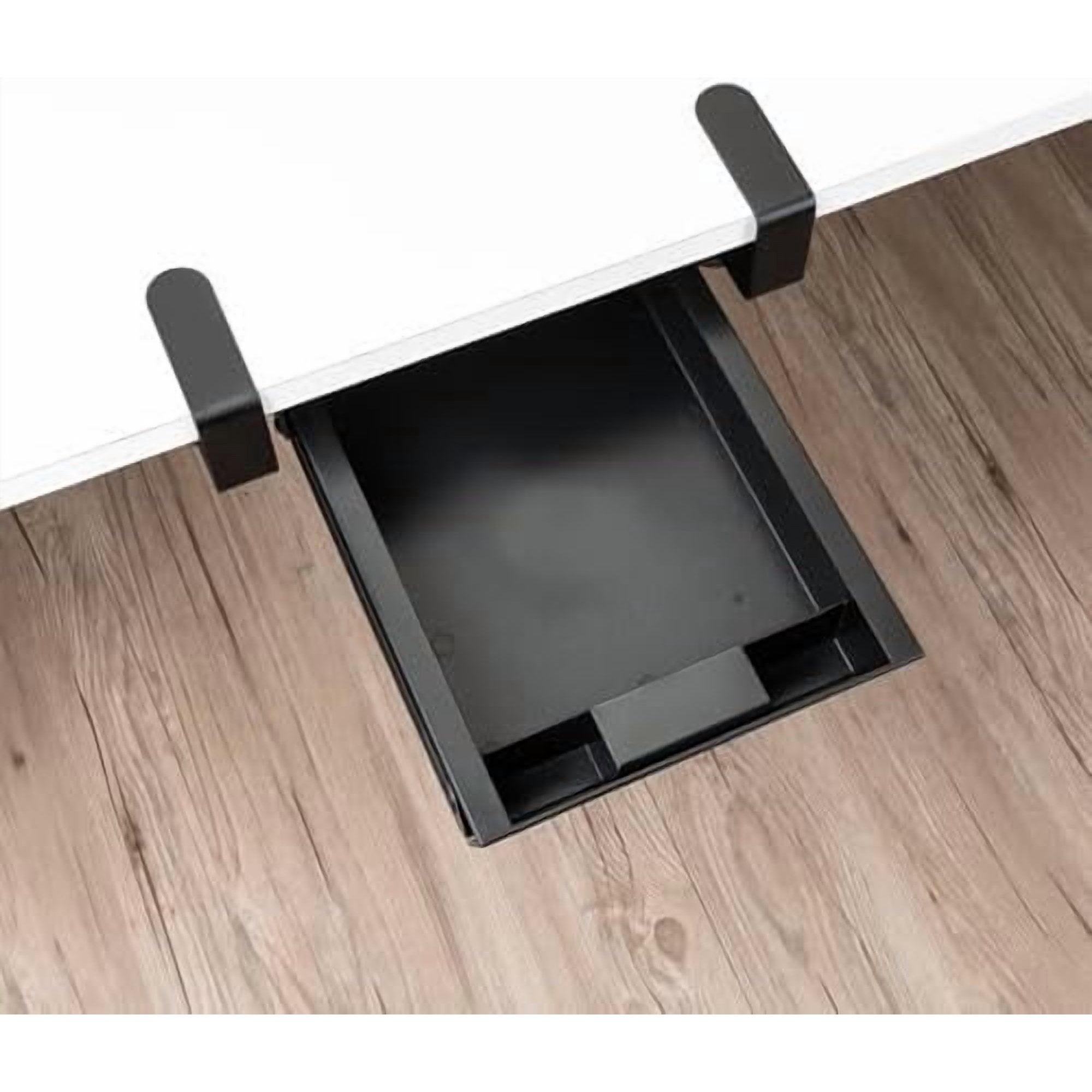 Under Desk Slide-Out Storage Drawer, Small Pull-Out Organizer with Adjustable C-Clamp Mount, Black Tray Q18935