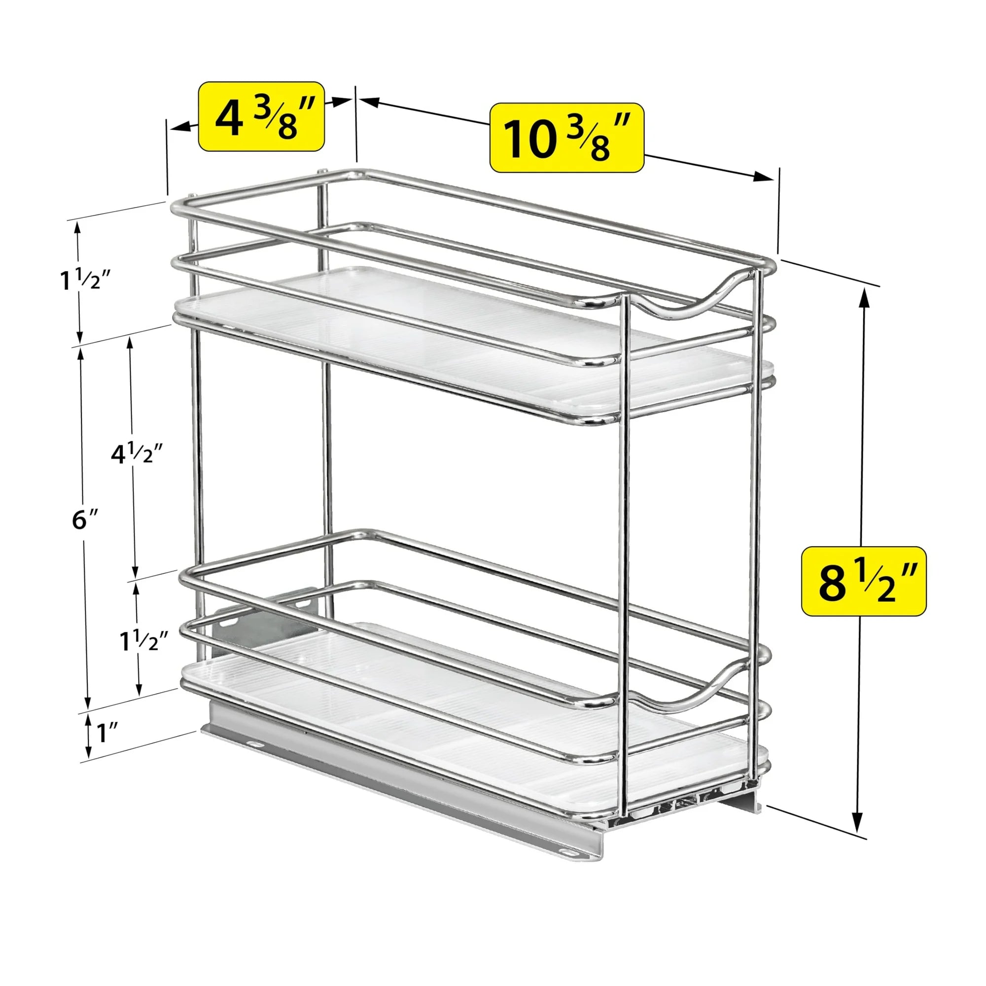 Spice Rack Organizer for Kitchen Cabinets, 2 Tier Sliding Drawer Shelf, Brown Q9403