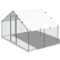 Large Metal Chicken Coop Walk-in Chicken Run with Waterproof Cover Outdoor Backyard Farm Anti-UV Spire Shaped Cage for Poultry, Ducks, and Rabbits(13.1’L x 9.8’W x 6.5’H)