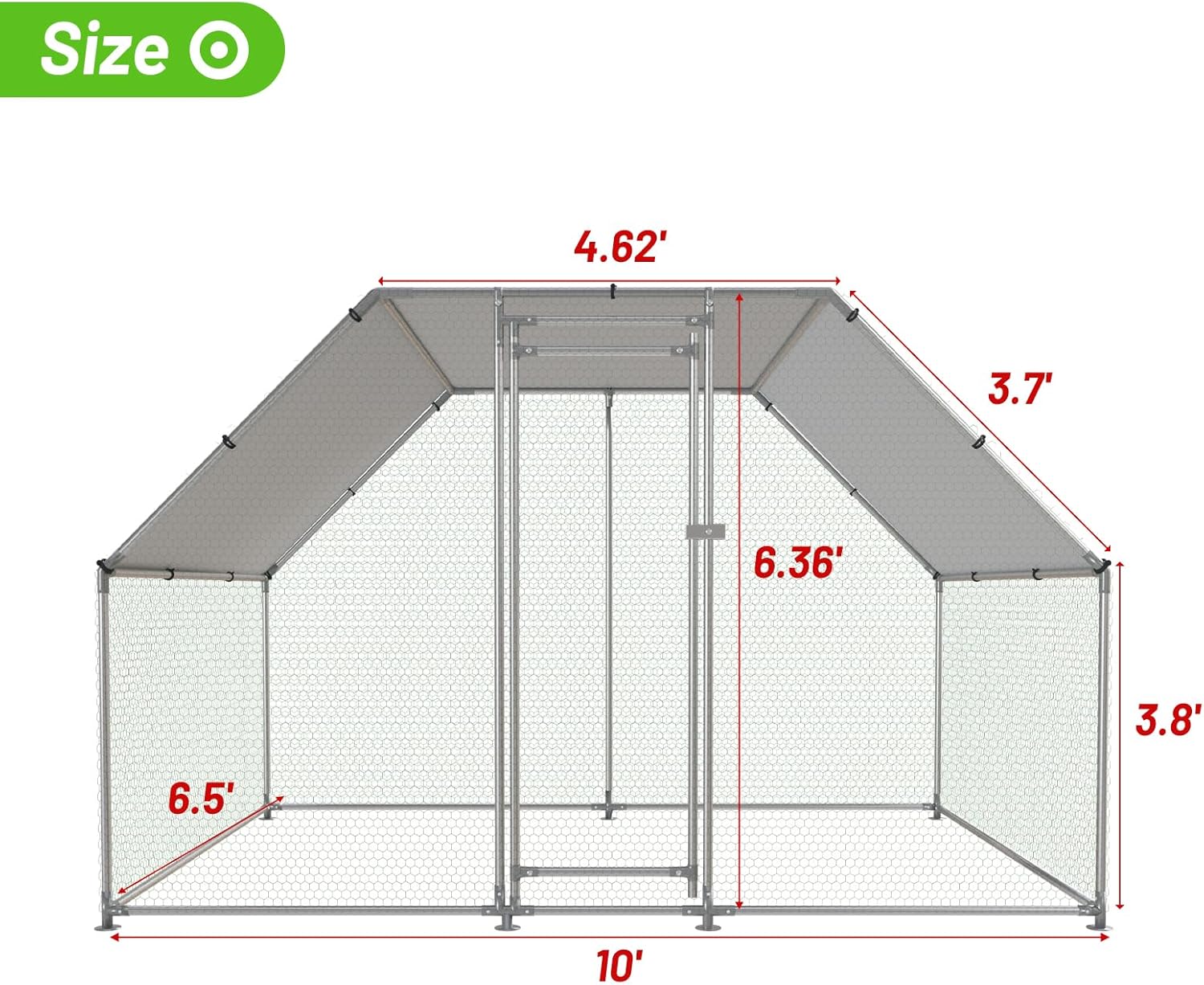 Walk-in Metal Chicken Coop with Water-Resistant UV Cover Outdoor Poultry Pen C5619