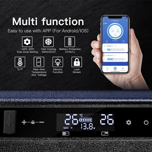 12 Volt Car Refrigerator Dual Zone Portable Freezer for RV Camping Travel U5668