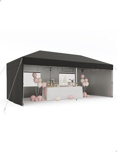 10x20 ft Pop Up Canopy Tent with 210D Oxford Fabric, Portable with Sidewalls and Stakes A83768