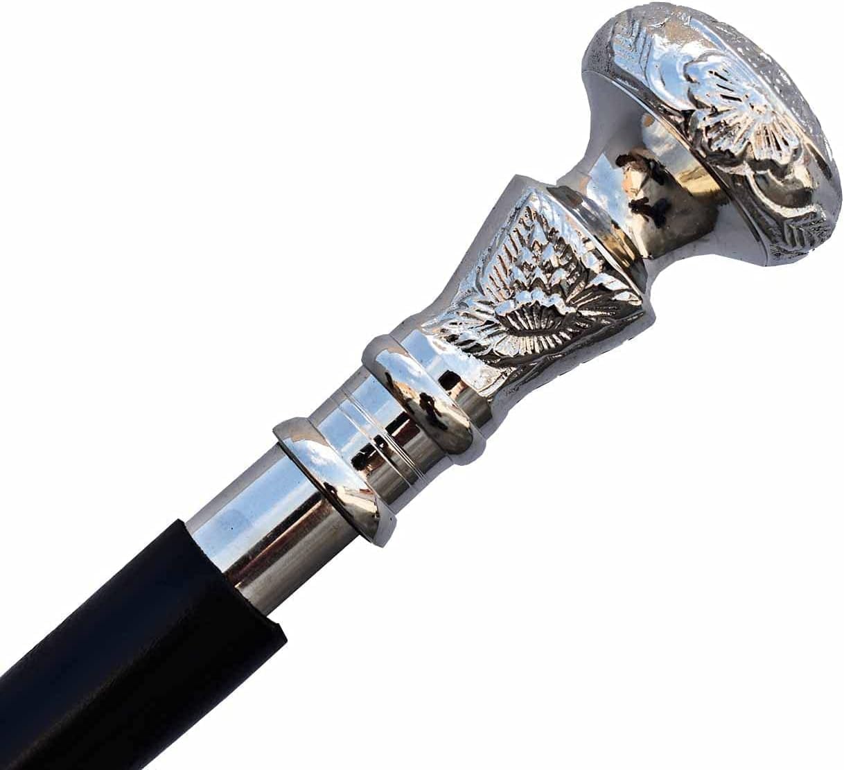 Vintage wooden walking cane with brass handle B15492
