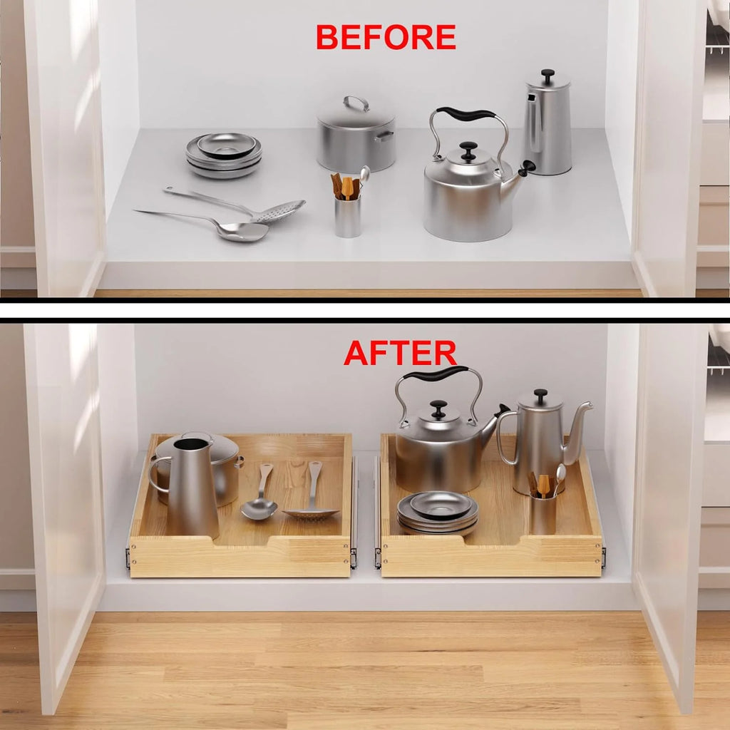 Pull Out Cabinet Organizer 14W x 21D, Heavy-Duty Sliding Drawers P90773