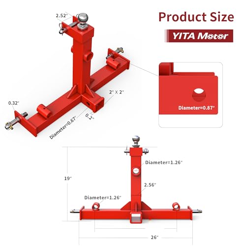 3 Point Trailer Hitch with 2" Receiver for Category 1 Tractor Y777