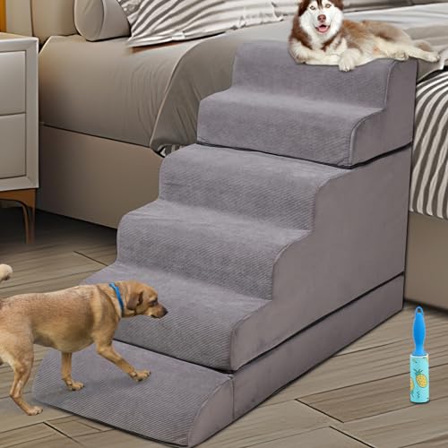 30-36 inches High Foam Dog Stairs & Steps for High Beds Tall, LitaiL 30inch 6 Tier Pet Stairs/Steps for High Beds Large Dogs, Non-Slip Dog Ramps for Small Dogs, for Older Dogs/Cats Injured