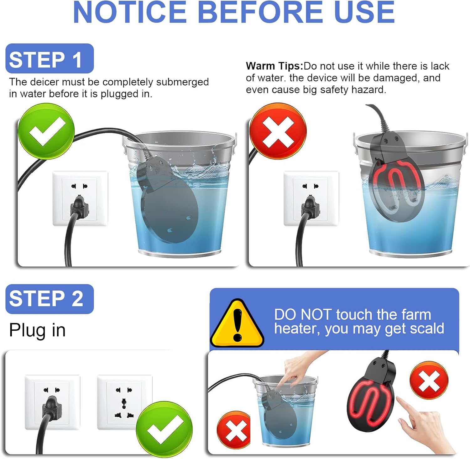 Submersible Bird Bath Heater 500W for Winter V153
